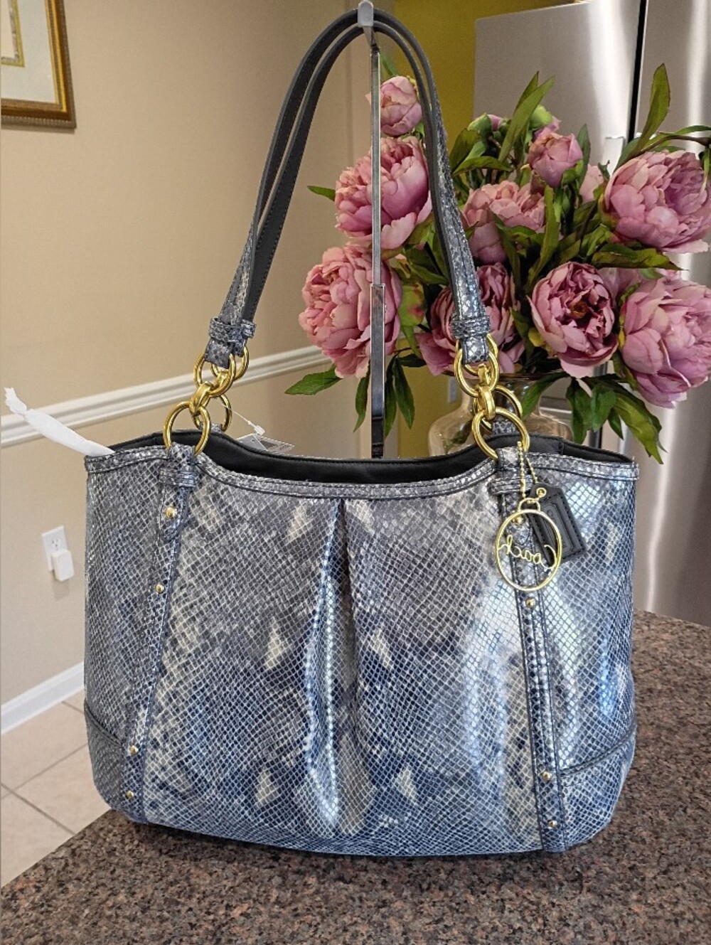 NWT Coach Alexandra Exotic Python Embossed Leather Bag